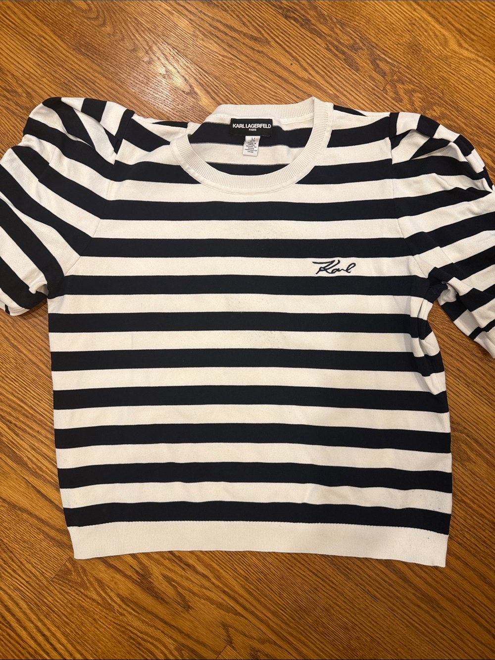Karl Lagerfeld Black & White Striped Short Sleeve Tee for Kids